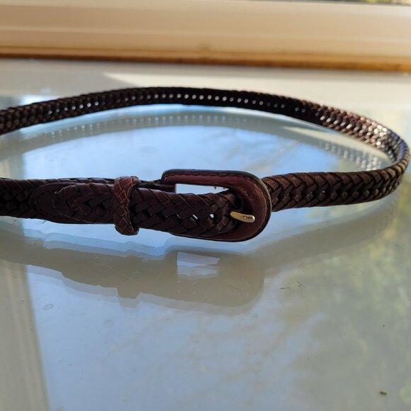 Cole Haan Brown Leather Woven Belt Size M/L - Picture 2 of 7